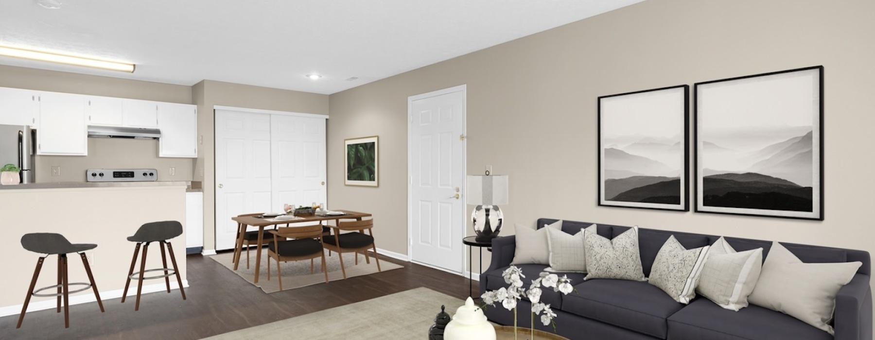 living room with couch and coffee table