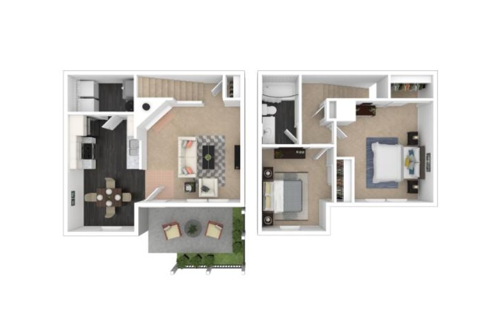 The Georgia - 2 bedroom floorplan layout with 1 bathroom and 900 square feet